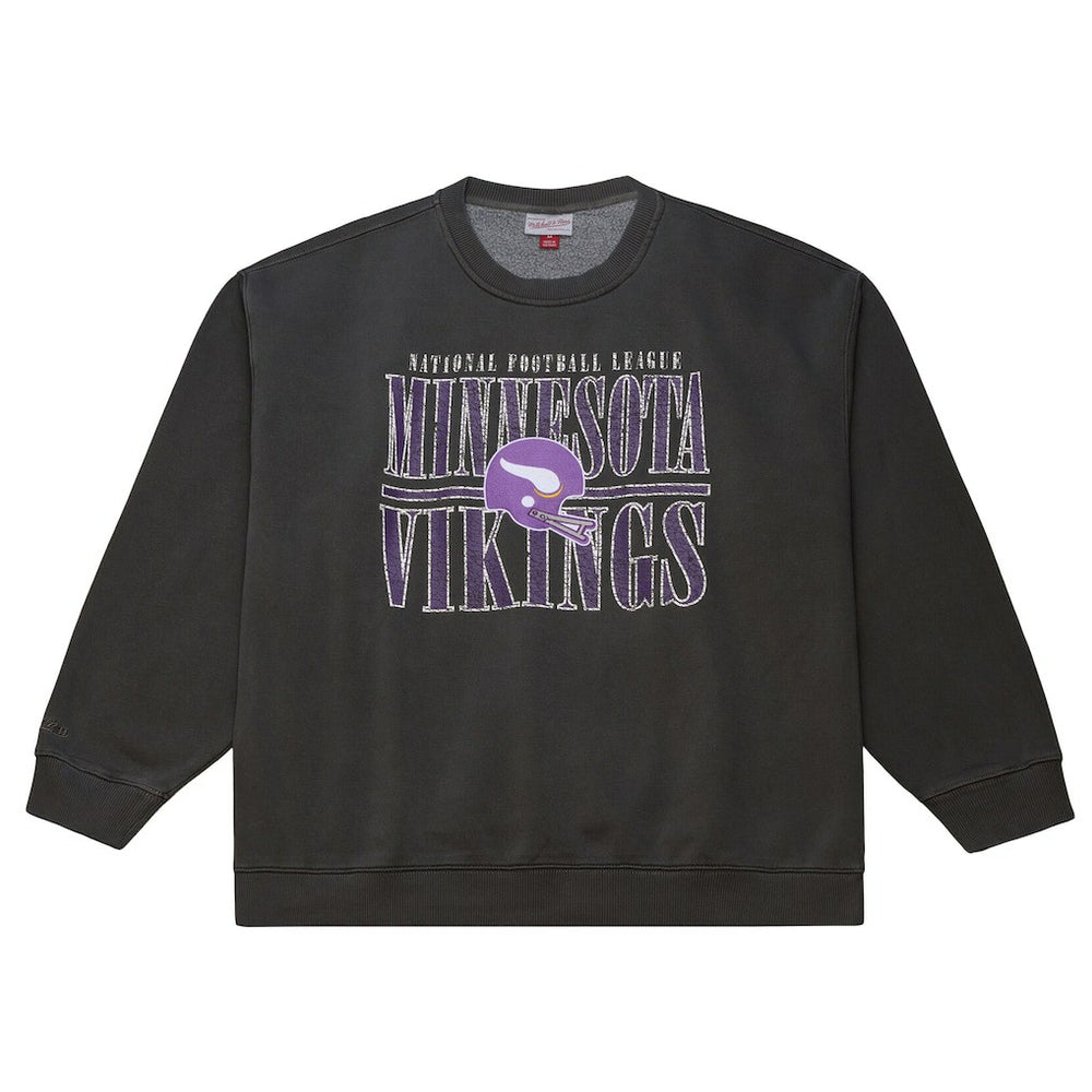 Minnesota Vikings Downtown Crew Vintage Logo Sweatshirt - Black Sweatshirts