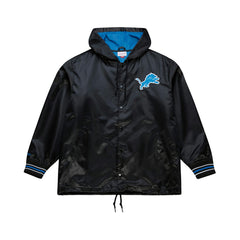 Detroit Lions Downtown Satin Full-Snap Hooded Jacket - Black Jackets
