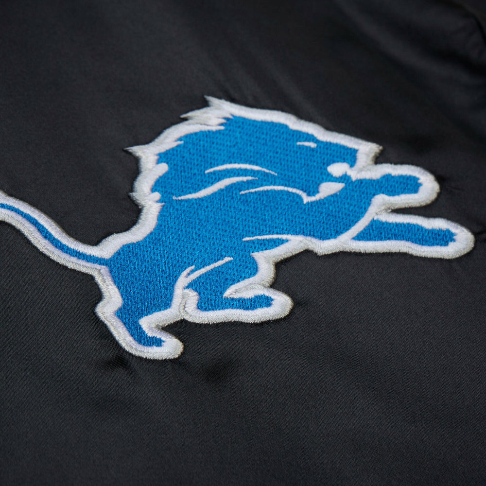 Detroit Lions Downtown Satin Full-Snap Hooded Jacket - Black Jackets