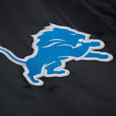 Detroit Lions Downtown Satin Full-Snap Hooded Jacket - Black Jackets