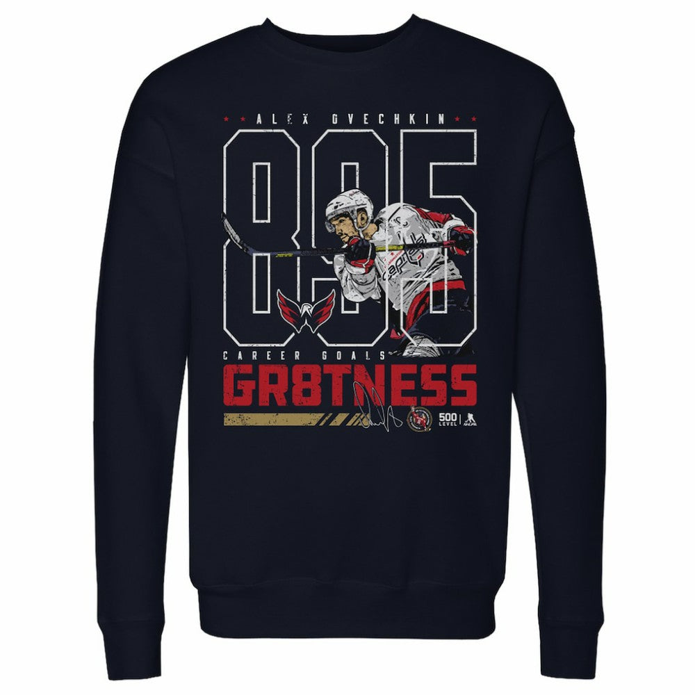 Alexander Ovechkin Washington Capitals 500 Level Outline Pullover Sweatshirt - Navy | US 203092826
