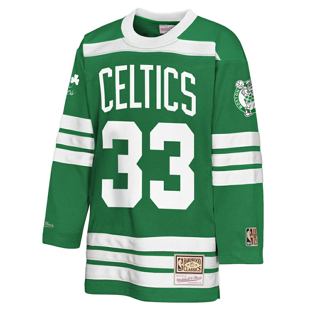 Larry Bird Boston Celtics Youth Maxxed Out 2.0 Fashion Hockey Jersey Kelly Green - Mitchell & Ness