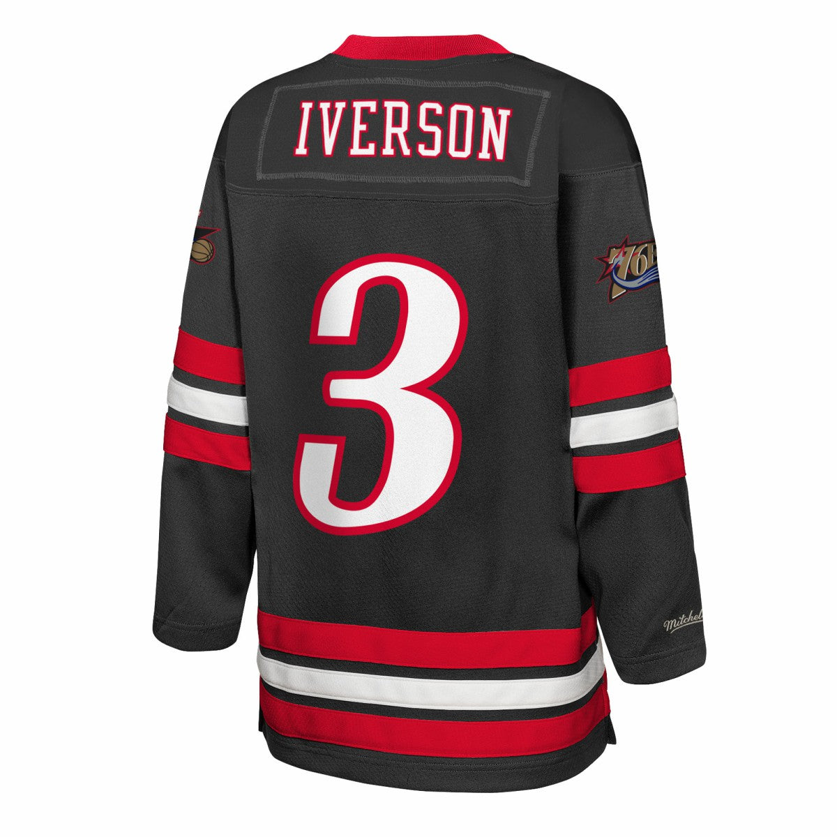 Allen Iverson Philadelphia 76ers Youth Maxxed Out 2.0 Fashion Hockey Jersey Black - Mitchell & Ness