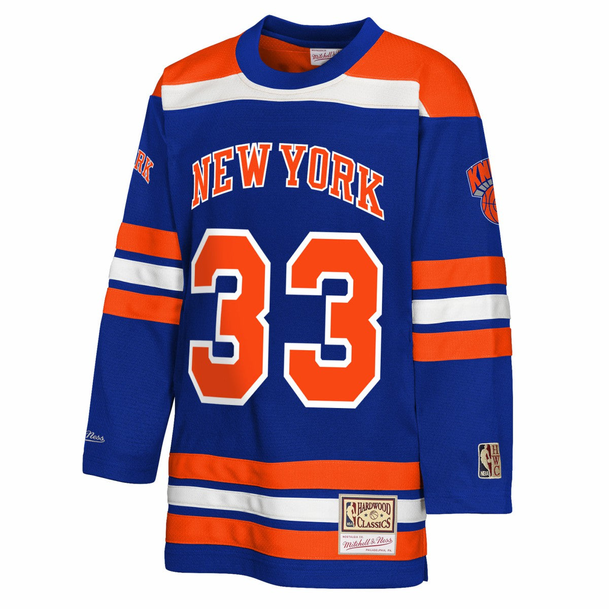 Patrick Ewing New York Knicks Youth Maxxed Out 2.0 Fashion Hockey Jersey Blue - Mitchell & Ness