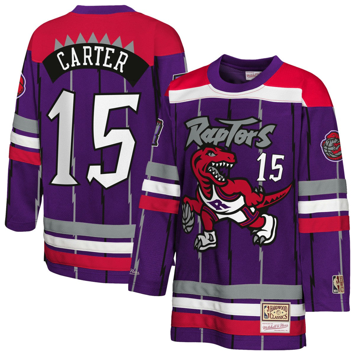 Vince Carter Toronto Raptors Youth Maxxed Out 2.0 Fashion Hockey Jersey Purple - Mitchell & Ness