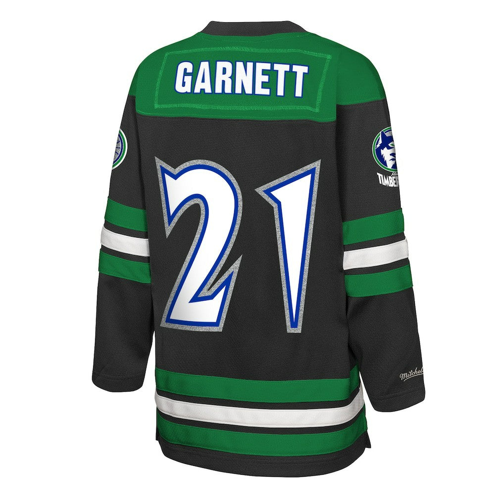 Kevin Garnett Minnesota Timberwolves Youth Maxxed Out 2.0 Fashion Hockey Jersey Black - Mitchell & Ness