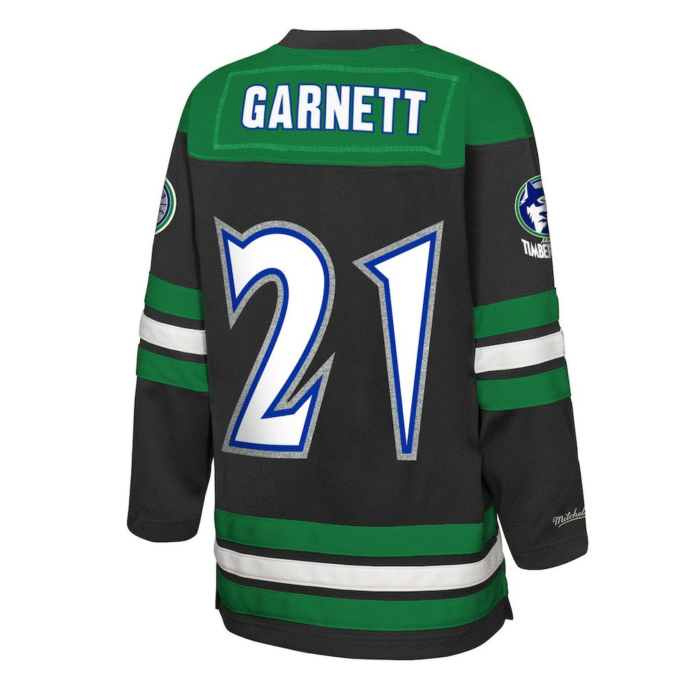 Kevin Garnett Minnesota Timberwolves Youth Maxxed Out 2.0 Fashion Hockey Jersey Black - Mitchell & Ness