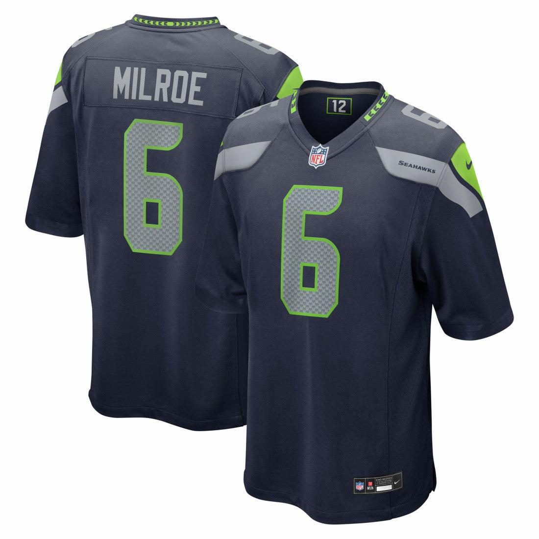 Jalen Milroe Seattle Seahawks 2025 NFL Draft Game Jersey - College Navy Jerseys