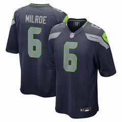 Jalen Milroe Seattle Seahawks 2025 NFL Draft Game Jersey - College Navy Jerseys