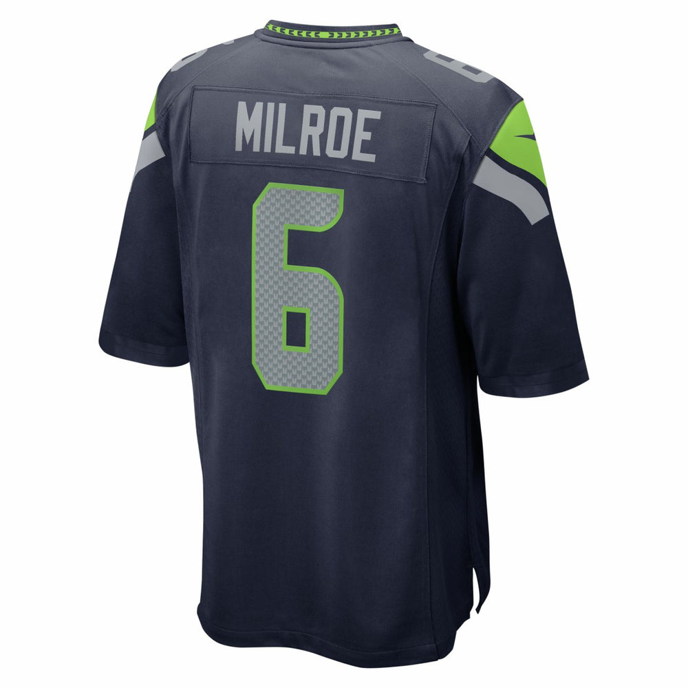 Jalen Milroe Seattle Seahawks 2025 NFL Draft Game Jersey - College Navy Jerseys