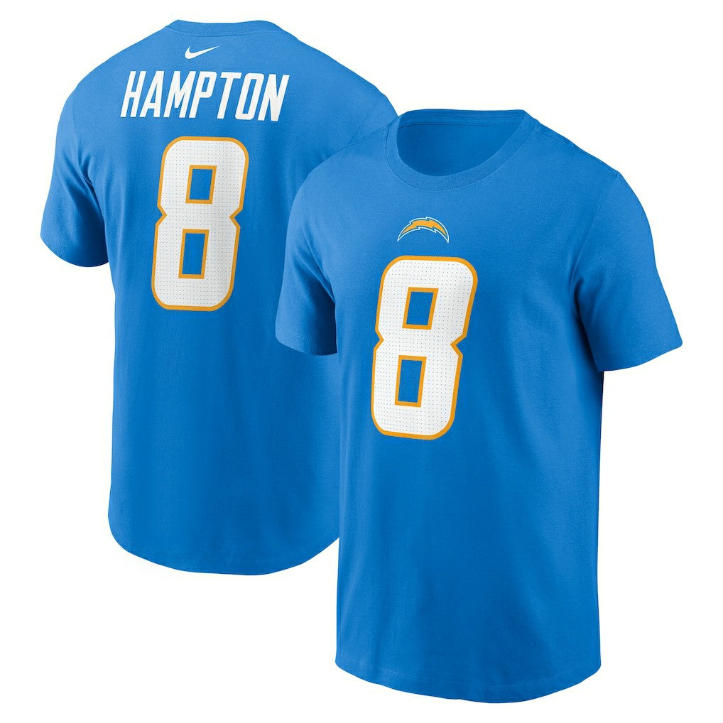 Omarion Hampton Los Angeles Chargers Name & Number T-Shirt - Powder Blue T-shirts