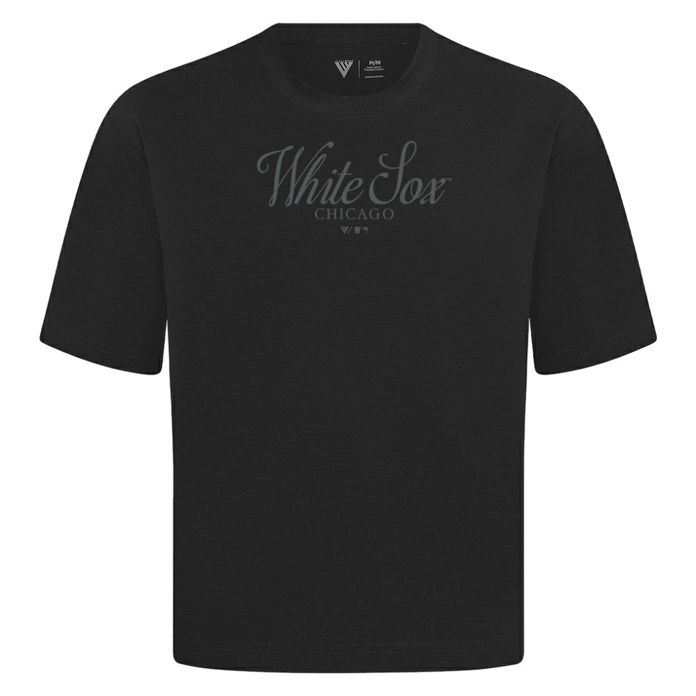 Chicago White Sox Levelwear Ethereal Oversized Luxe Signature Knit T-Shirt - Black T-shirts