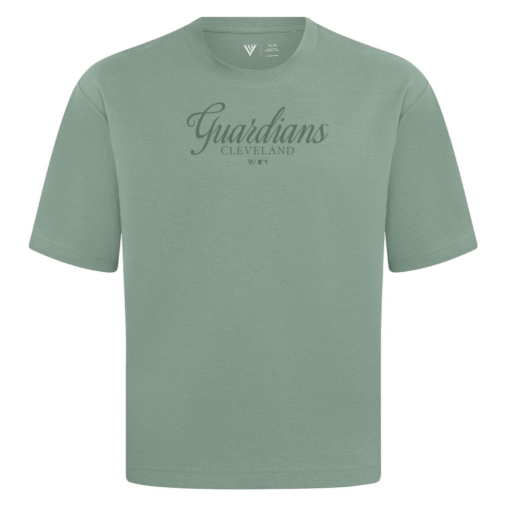 Cleveland Guardians Levelwear Ethereal Oversized Luxe Signature Knit T-Shirt - Green T-shirts