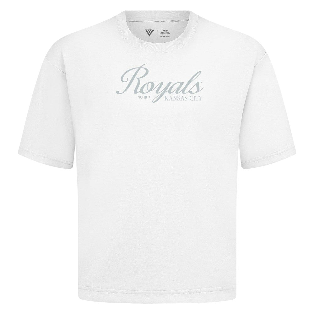 Kansas City Royals Levelwear Ethereal Oversized Luxe Signature Knit T-Shirt - White T-shirts
