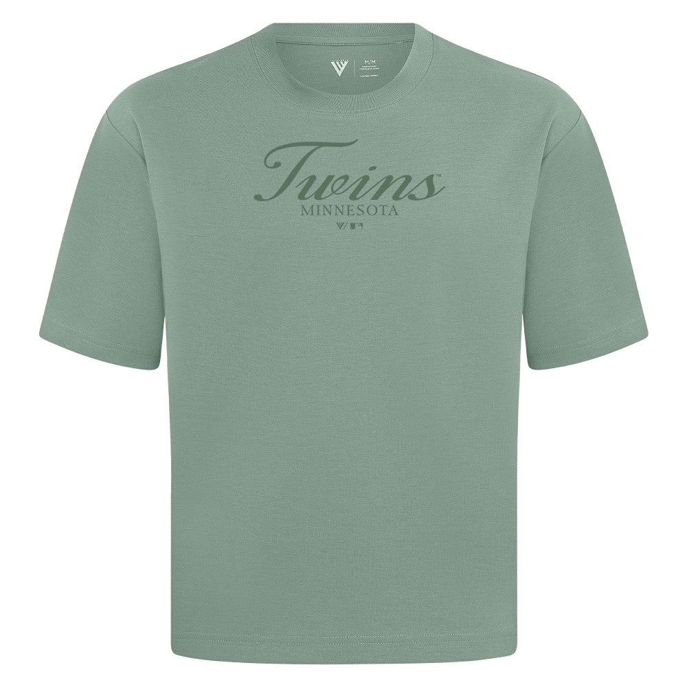 Minnesota Twins Levelwear Ethereal Oversized Luxe Signature Knit T-Shirt - Green T-shirts