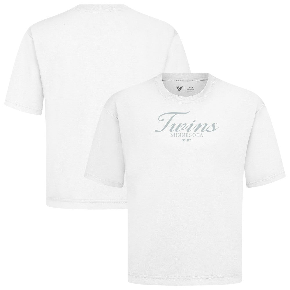 Minnesota Twins Levelwear Ethereal Oversized Luxe Signature Knit T-Shirt - White T-shirts