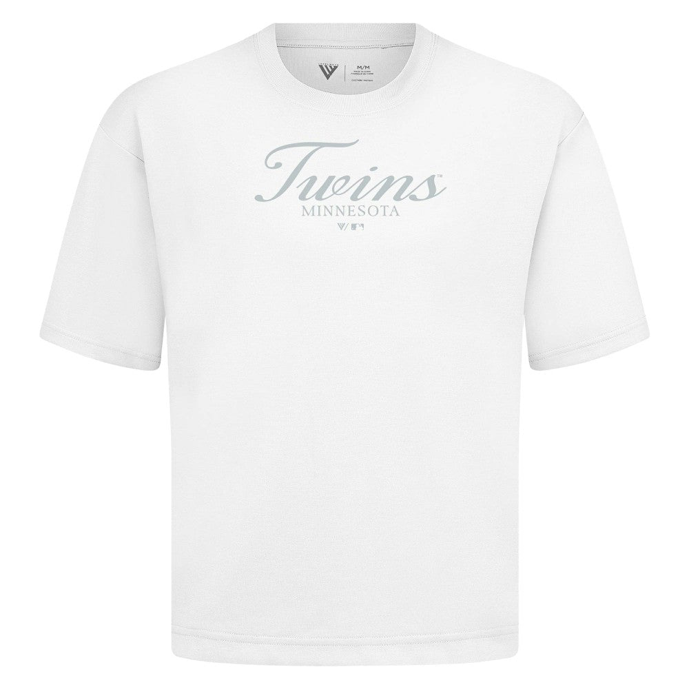 Minnesota Twins Levelwear Ethereal Oversized Luxe Signature Knit T-Shirt - White T-shirts