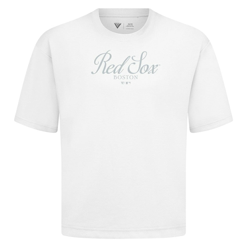 Boston Red Sox Levelwear Ethereal Oversized Luxe Signature Knit T-Shirt - White T-shirts