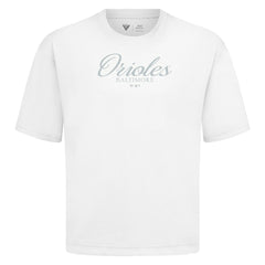Baltimore Orioles Levelwear Ethereal Oversized Luxe Signature Knit T-Shirt - White T-shirts