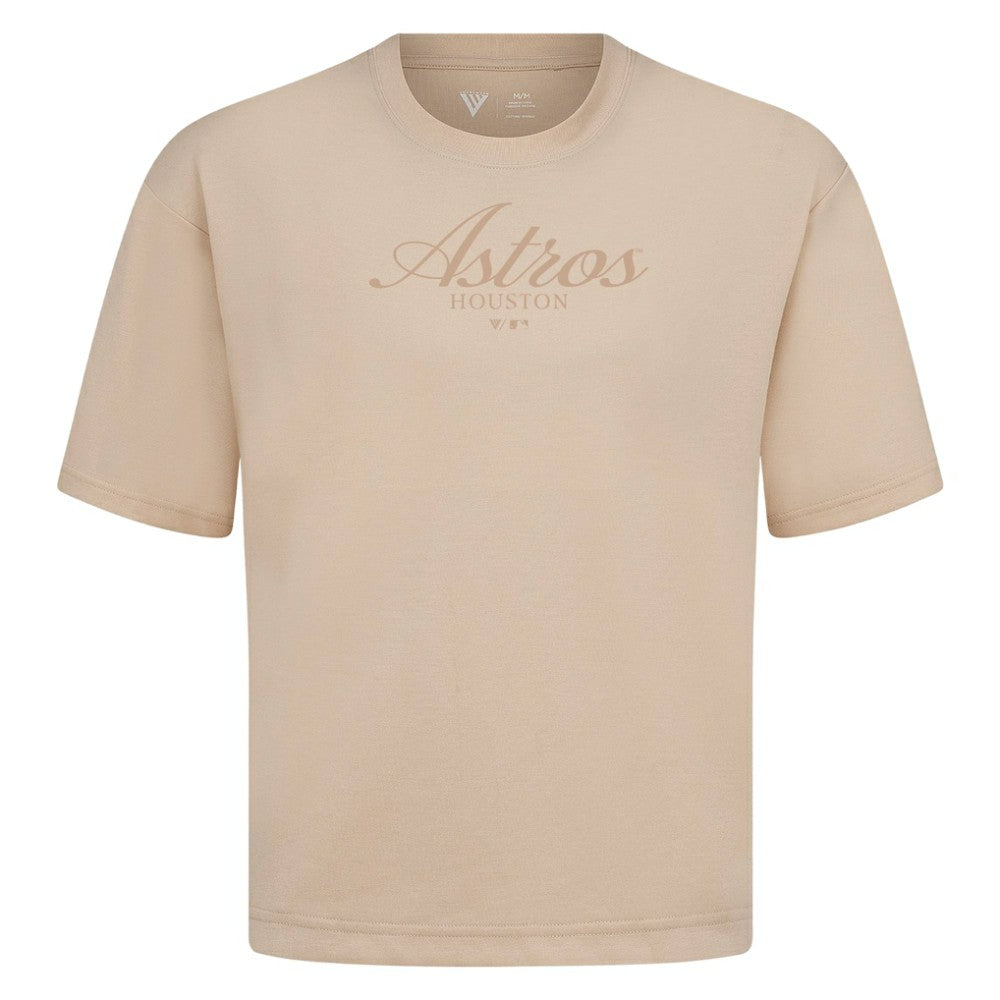 Houston Astros Levelwear Ethereal Oversized Luxe Signature Knit T-Shirt - Khaki T-shirts