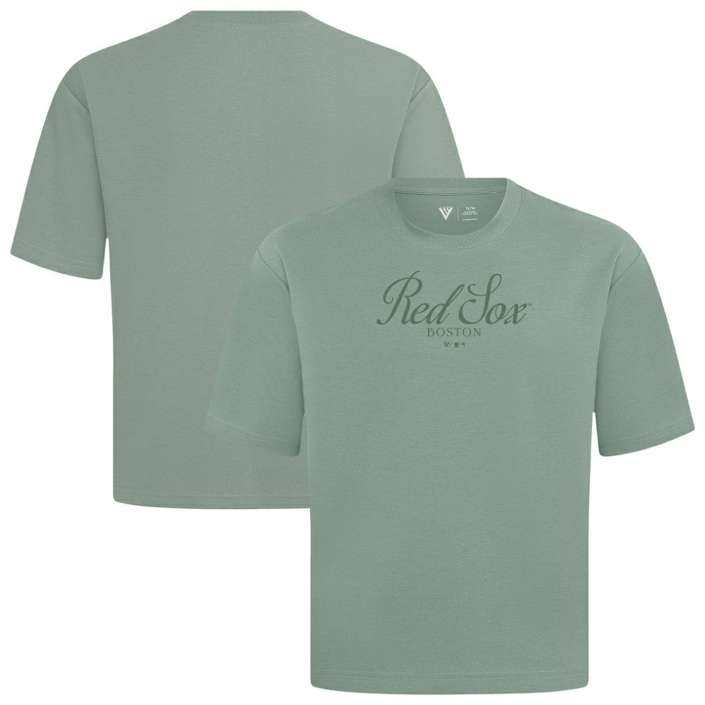 Boston Red Sox Levelwear Ethereal Oversized Luxe Signature Knit T-Shirt - Green T-shirts