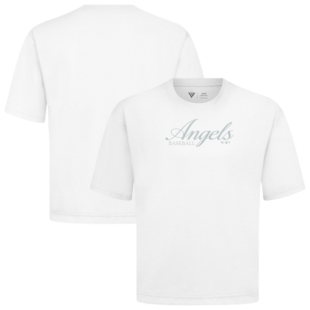 Los Angeles Angels Levelwear Ethereal Oversized Luxe Signature Knit T-Shirt - White T-shirts