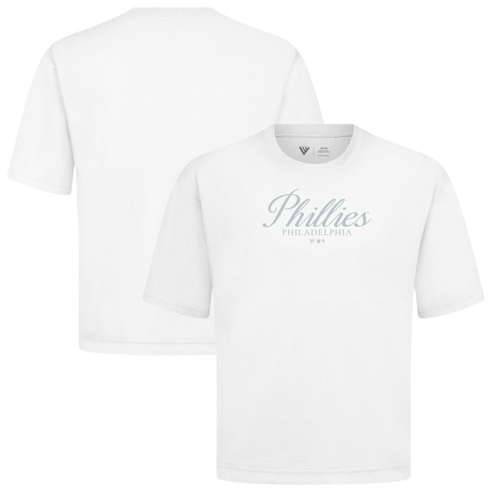 Philadelphia Phillies Levelwear Ethereal Oversized Luxe Signature Knit T-Shirt - White T-shirts
