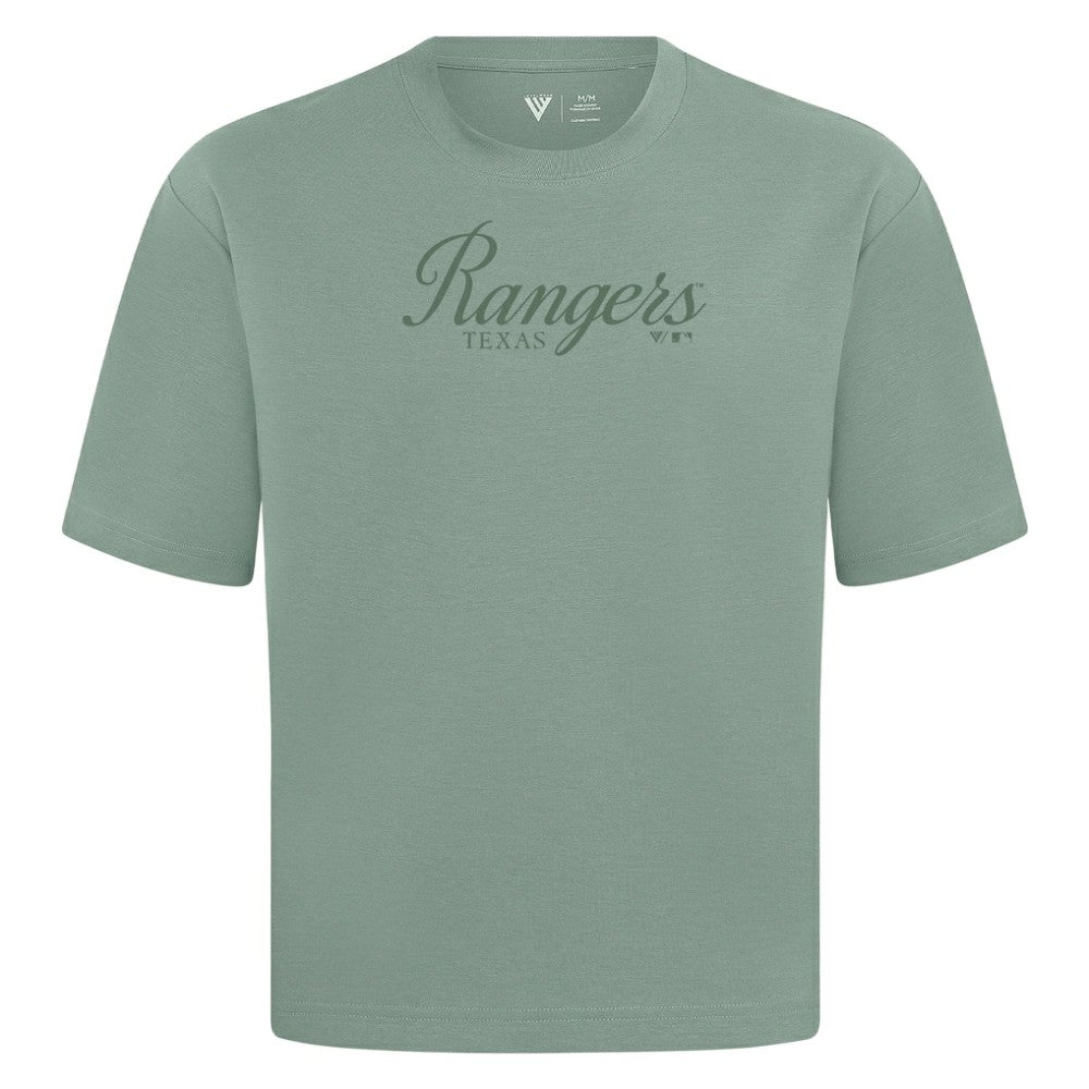 Texas Rangers Levelwear Ethereal Oversized Luxe Signature Knit T-Shirt - Green T-shirts