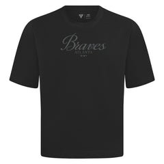 Atlanta Braves Levelwear Ethereal Oversized Luxe Signature Knit T-Shirt - Black T-shirts