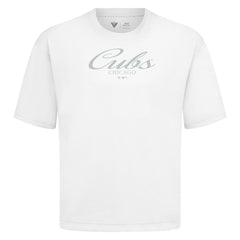 Chicago Cubs Levelwear Ethereal Oversized Luxe Signature Knit T-Shirt - White T-shirts