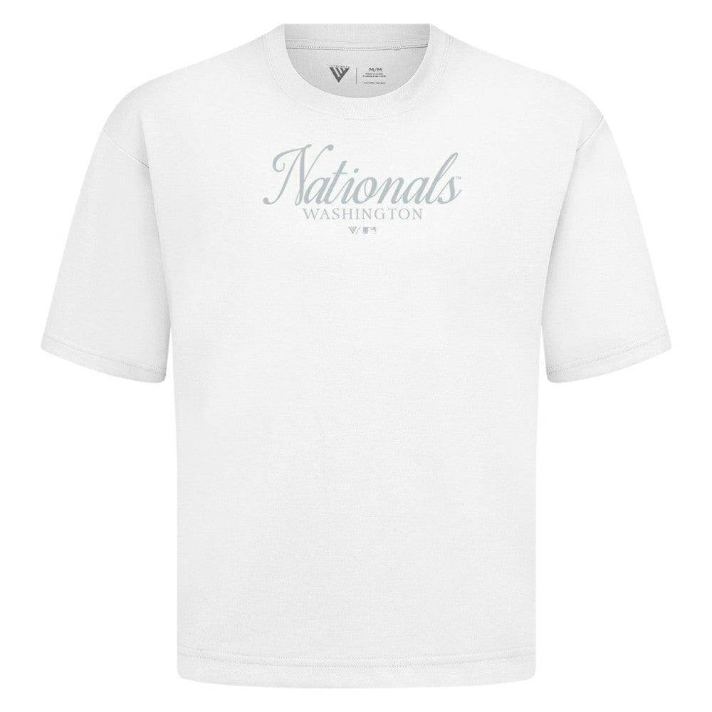 Washington Nationals Levelwear Ethereal Oversized Luxe Signature Knit T-Shirt - White T-shirts