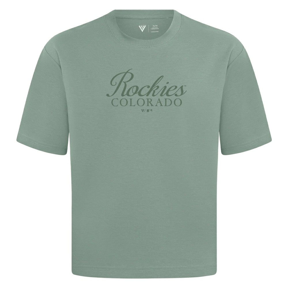 Colorado Rockies Levelwear Ethereal Oversized Luxe Signature Knit T-Shirt - Green T-shirts