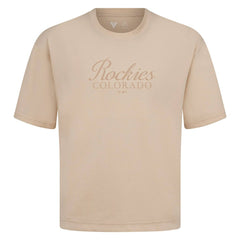 Colorado Rockies Levelwear Ethereal Oversized Luxe Signature Knit T-Shirt - Khaki T-shirts
