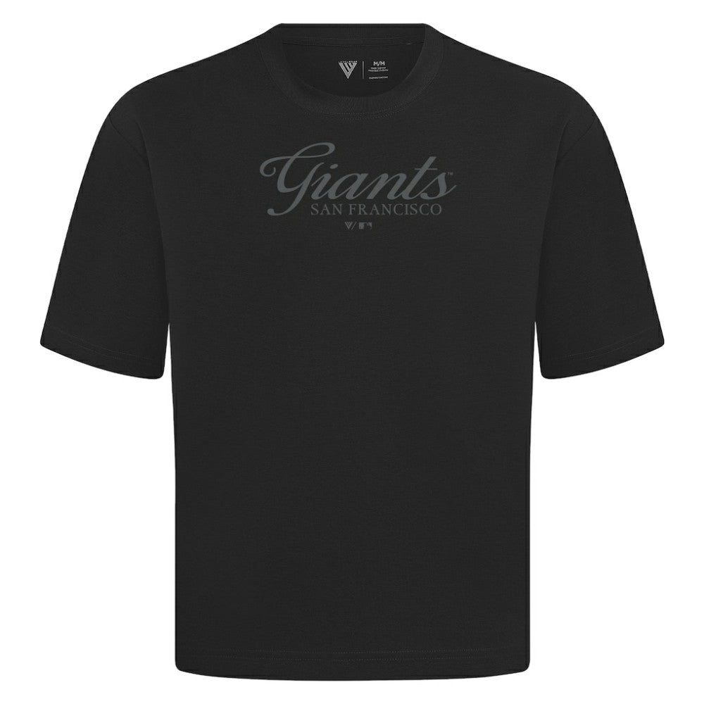 San Francisco Giants Levelwear Ethereal Oversized Luxe Signature Knit T-Shirt - Black T-shirts