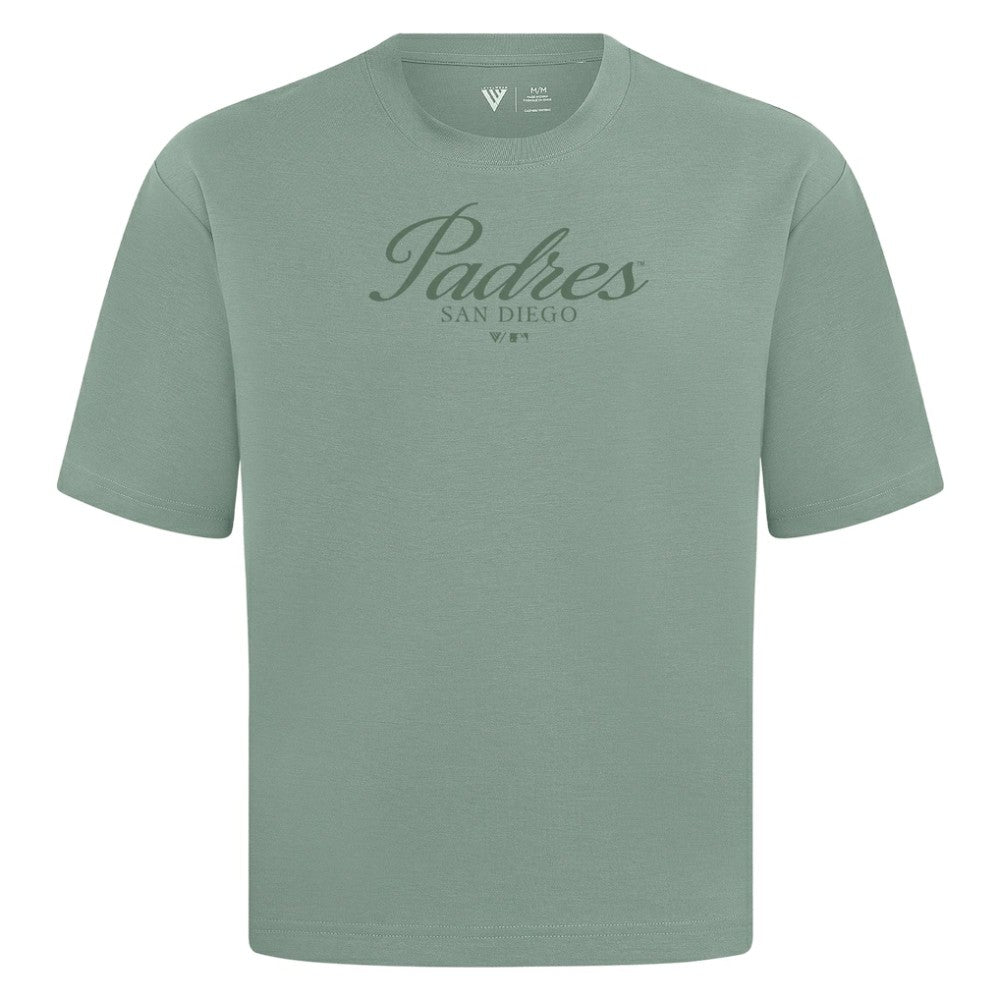 San Diego Padres Levelwear Ethereal Oversized Luxe Signature Knit T-Shirt - Green T-shirts