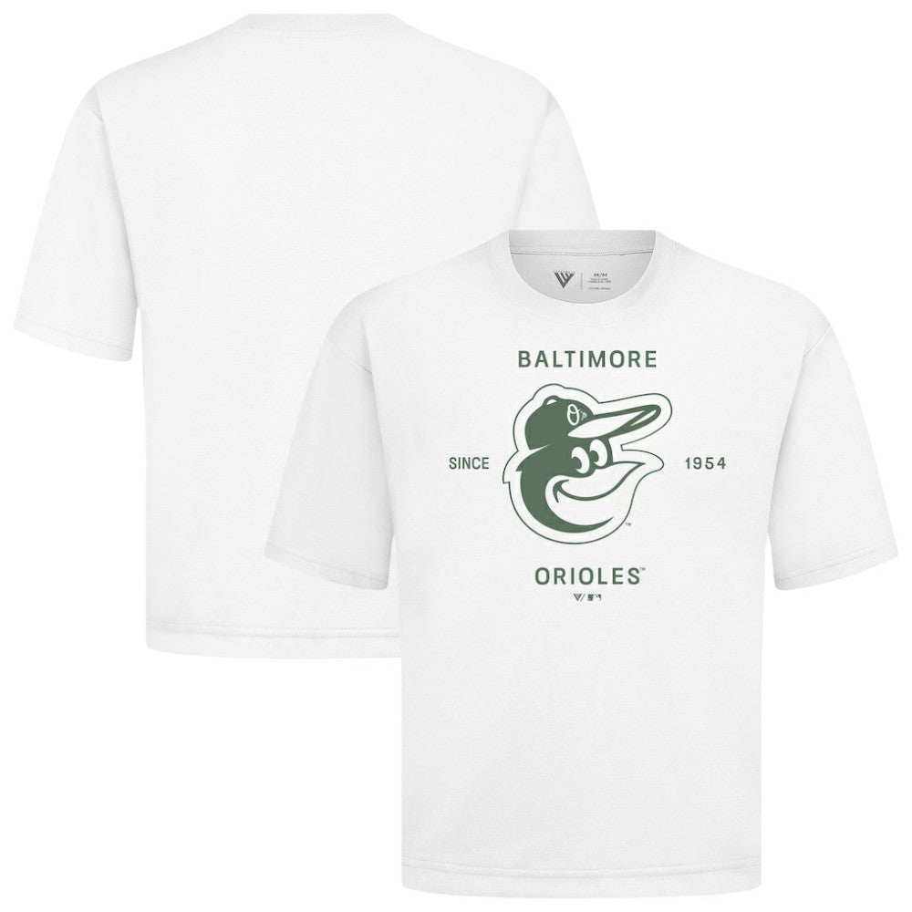 Baltimore Orioles Levelwear Crossway Oversized Luxe Signature Knit T-Shirt - White T-shirts