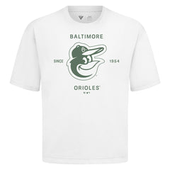 Baltimore Orioles Levelwear Crossway Oversized Luxe Signature Knit T-Shirt - White T-shirts