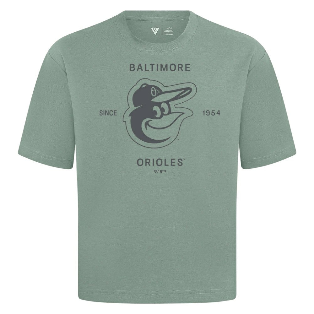 Baltimore Orioles Levelwear Crossway Oversized Luxe Signature Knit T-Shirt - Green T-shirts