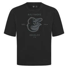 Baltimore Orioles Levelwear Crossway Oversized Luxe Signature Knit T-Shirt - Black T-shirts