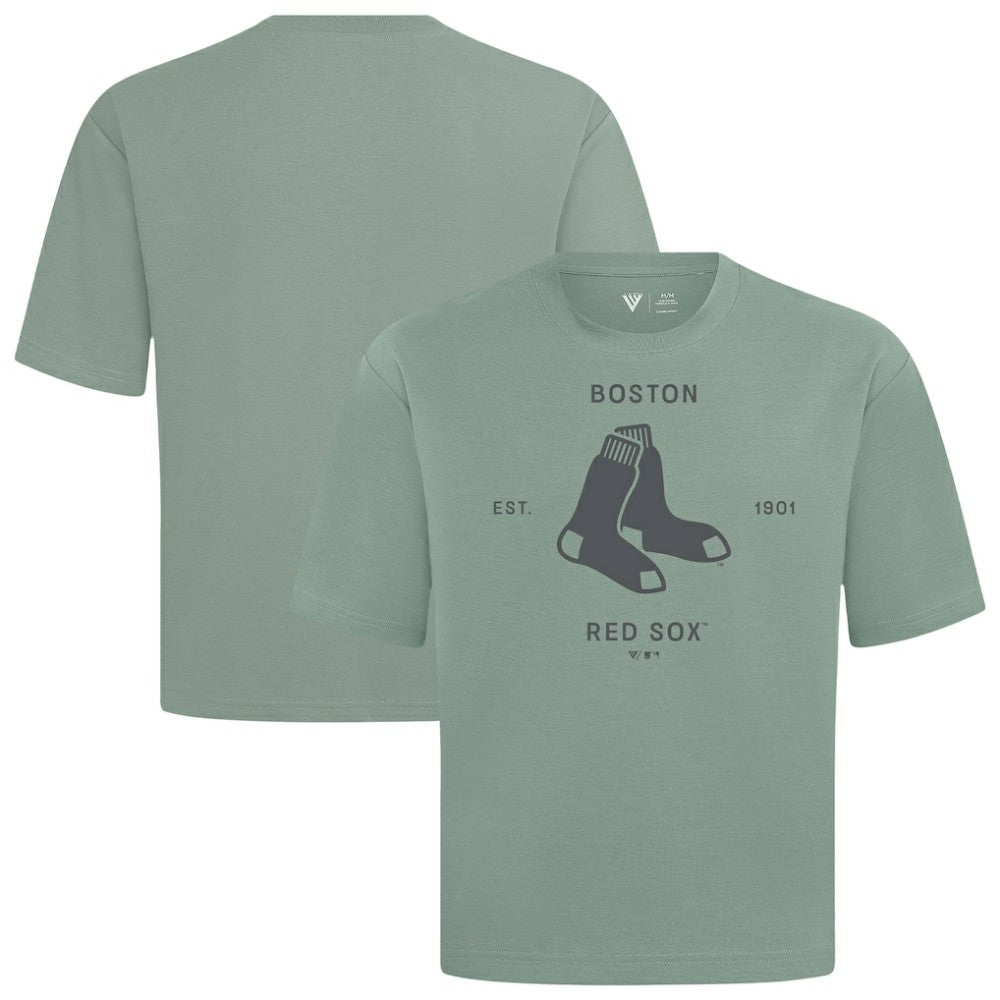 Boston Red Sox Levelwear Crossway Oversized Luxe Signature Knit T-Shirt - Green T-shirts