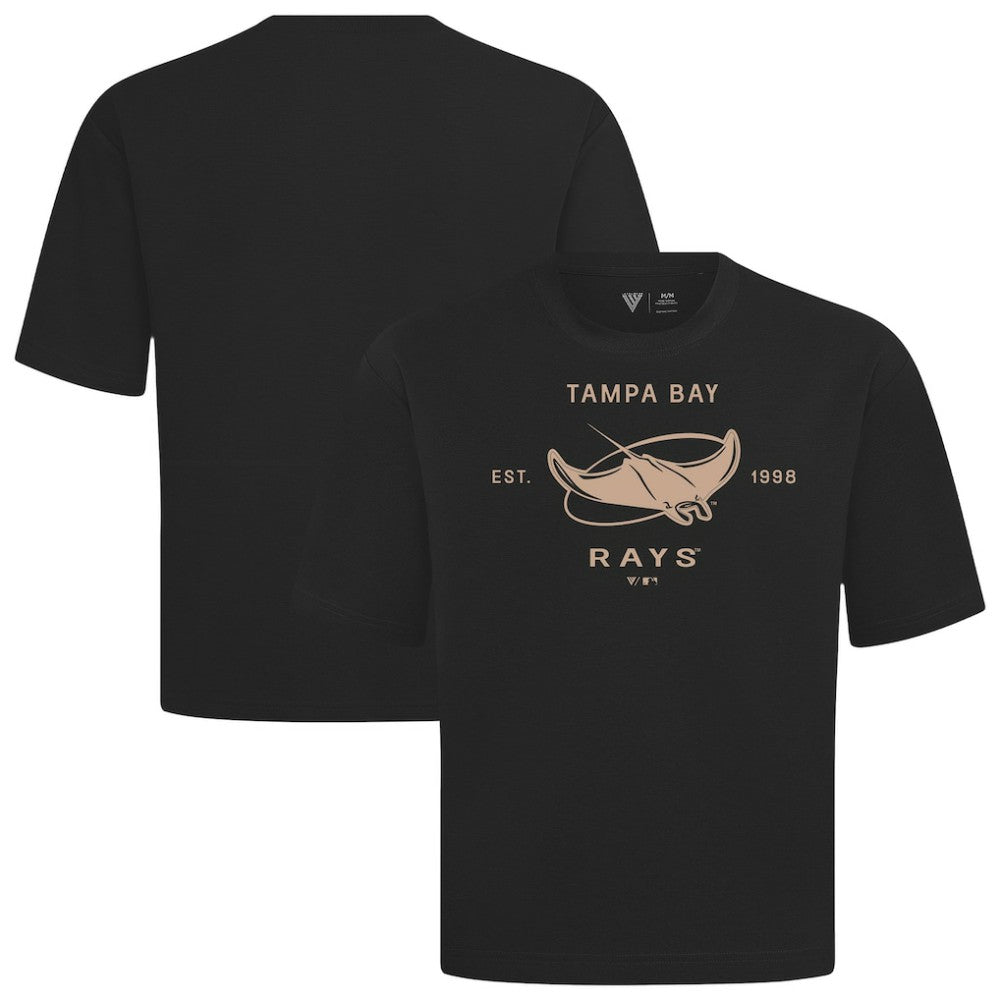 Tampa Bay Rays Levelwear Crossway Oversized Luxe Signature Knit T-Shirt - Black T-shirts