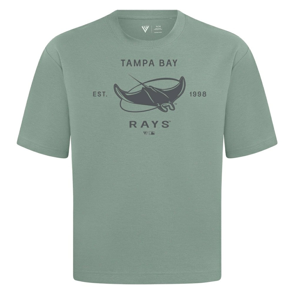 Tampa Bay Rays Levelwear Crossway Oversized Luxe Signature Knit T-Shirt - Green T-shirts
