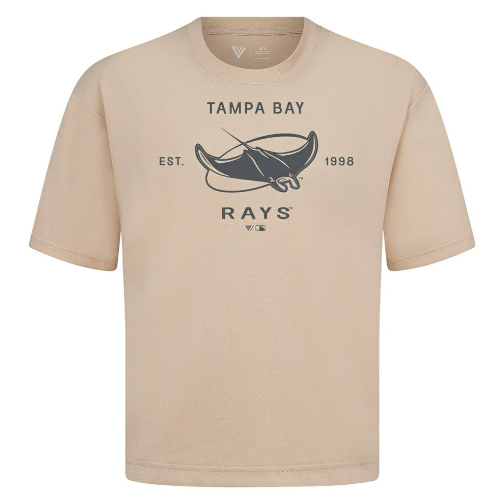 Tampa Bay Rays Levelwear Crossway Oversized Luxe Signature Knit T-Shirt - Khaki T-shirts