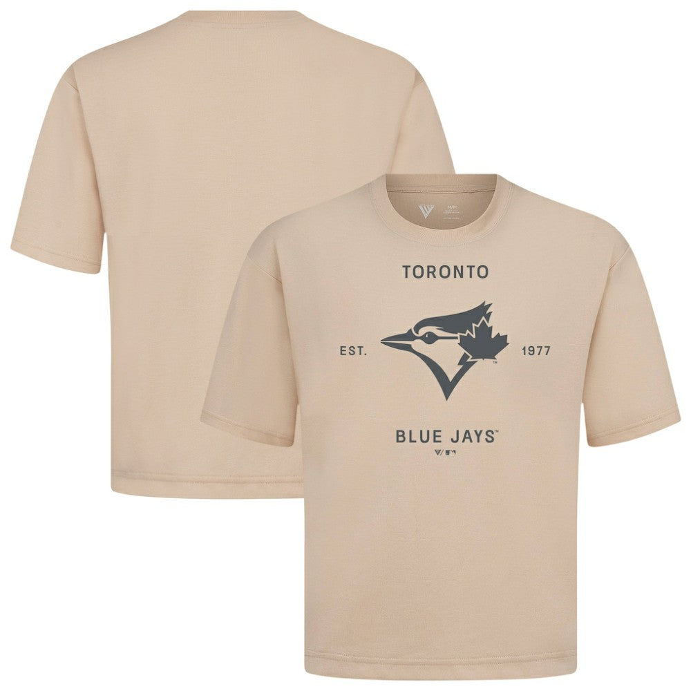 Toronto Blue Jays Levelwear Crossway Oversized Luxe Signature Knit T-Shirt - Khaki T-shirts