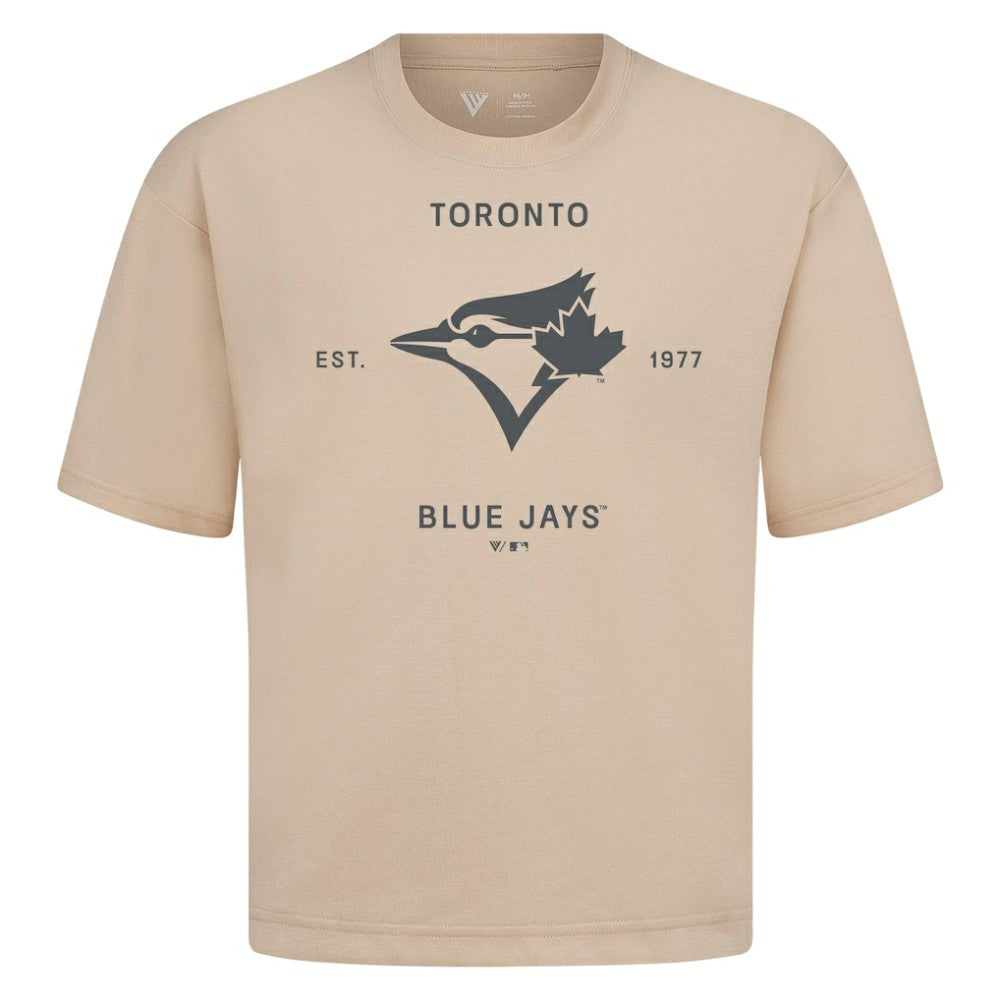 Toronto Blue Jays Levelwear Crossway Oversized Luxe Signature Knit T-Shirt - Khaki T-shirts
