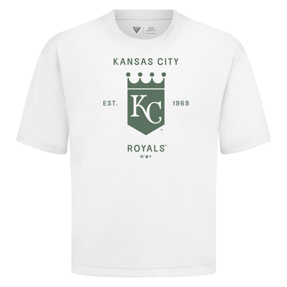 Kansas City Royals Levelwear Crossway Oversized Luxe Signature Knit T-Shirt - White T-shirts