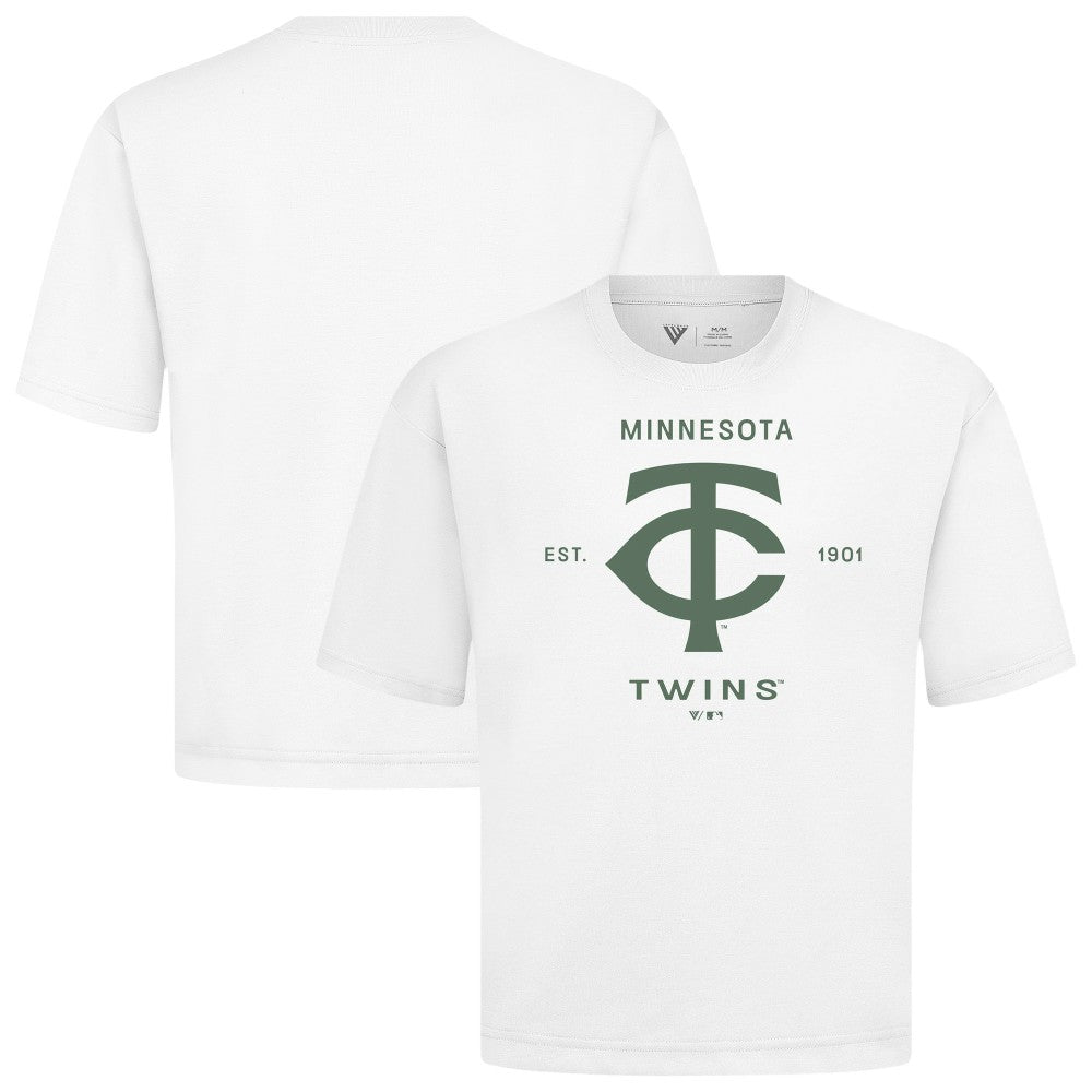 Minnesota Twins Levelwear Crossway Oversized Luxe Signature Knit T-Shirt - White T-shirts