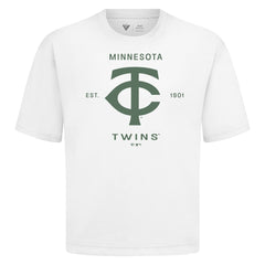 Minnesota Twins Levelwear Crossway Oversized Luxe Signature Knit T-Shirt - White T-shirts