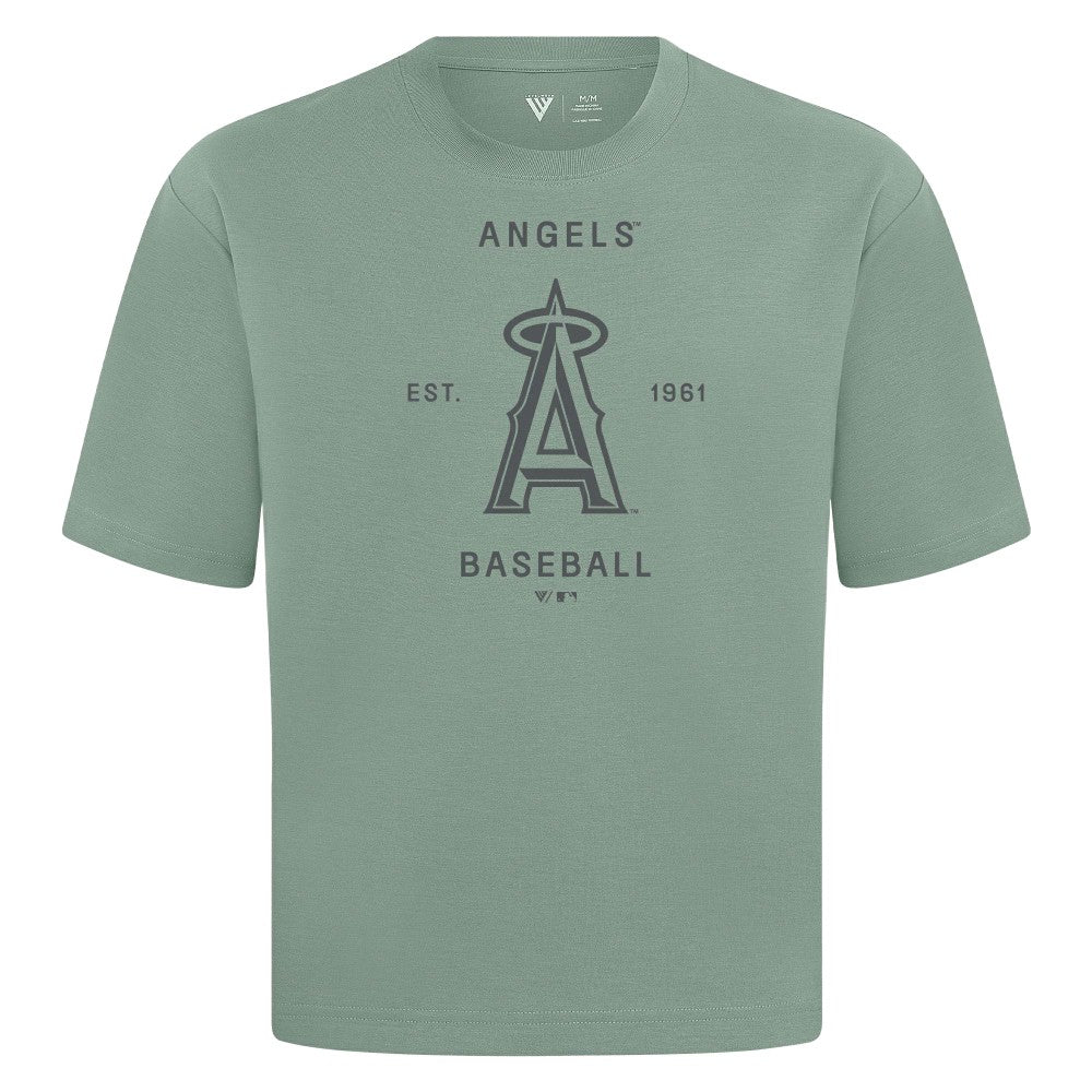 Los Angeles Angels Levelwear Crossway Oversized Luxe Signature Knit T-Shirt - Green T-shirts