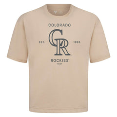 Colorado Rockies Levelwear Crossway Oversized Luxe Signature Knit T-Shirt - Khaki T-shirts
